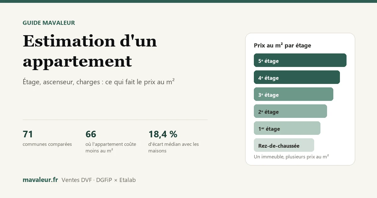 Immeuble en coupe et prix au m² par étage, du rez-de-chaussée au cinquième